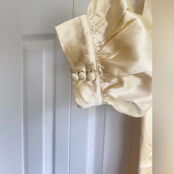 New Reformation Avin Silk Mini Dress Blonde - Picture 12 of 16